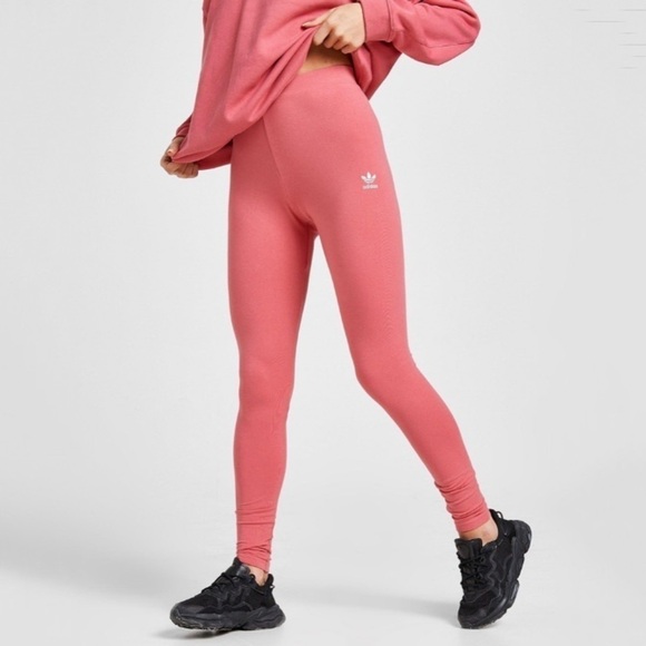 NWT Adidas Adicolor Essential High Rise Leggings In Hazy Pink - Picture 1 of 8